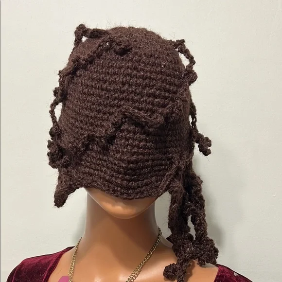 Handcrafted Brown Crochet Hat display picture 3